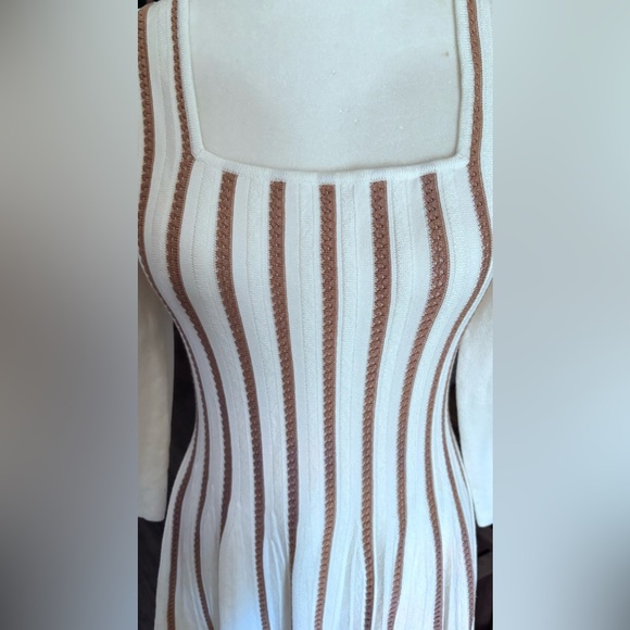 A-Line Sweater Dress cream and tan vertical stripes - Picture 6 of 16